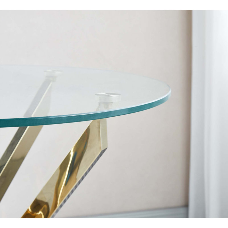 Table de bout moderne en verre trempé avec pieds chromés