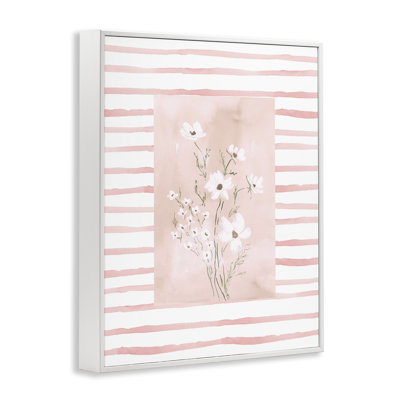 Giclée sur fond blanc à rayures roses, design par Lucille Price