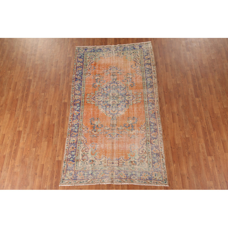 Tapis turc orange anatolien délavé 5 x 9