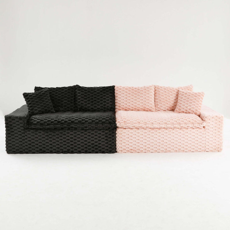 Canapé multifonctionnel luxueux en velours de couleur tortue - disposable en une rangée, côte à côte ou face à face, mobilier de salon élégant pour un décor douillet