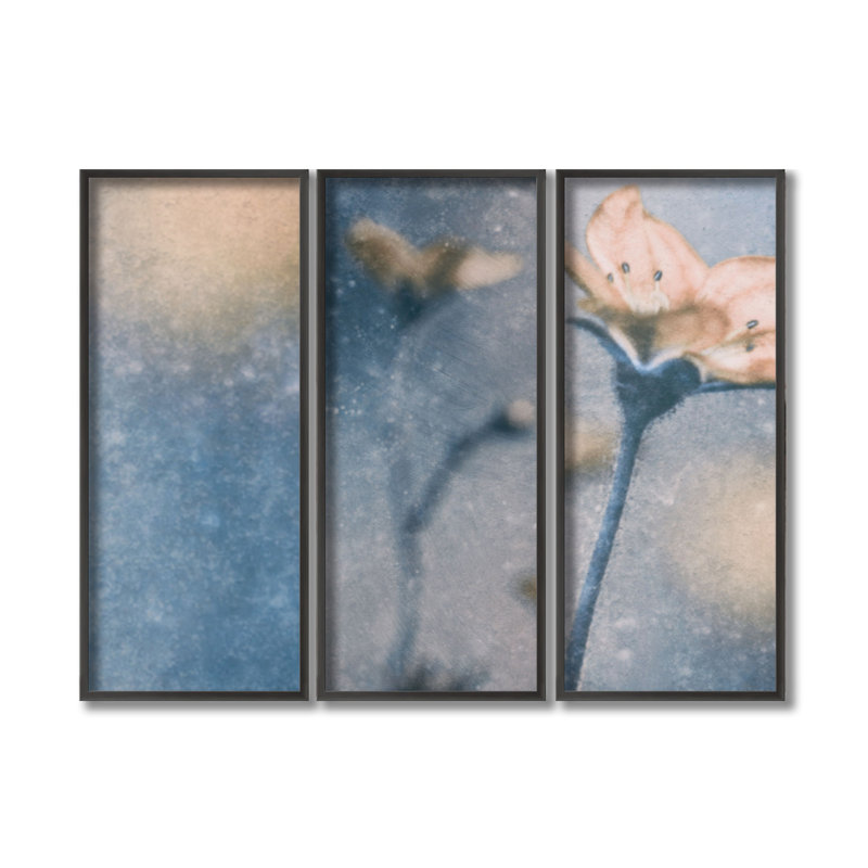 Nature Inspired Blue Winter by - 3 Piece Picture Frame Painting Set on Paper, 24" H x 36" W