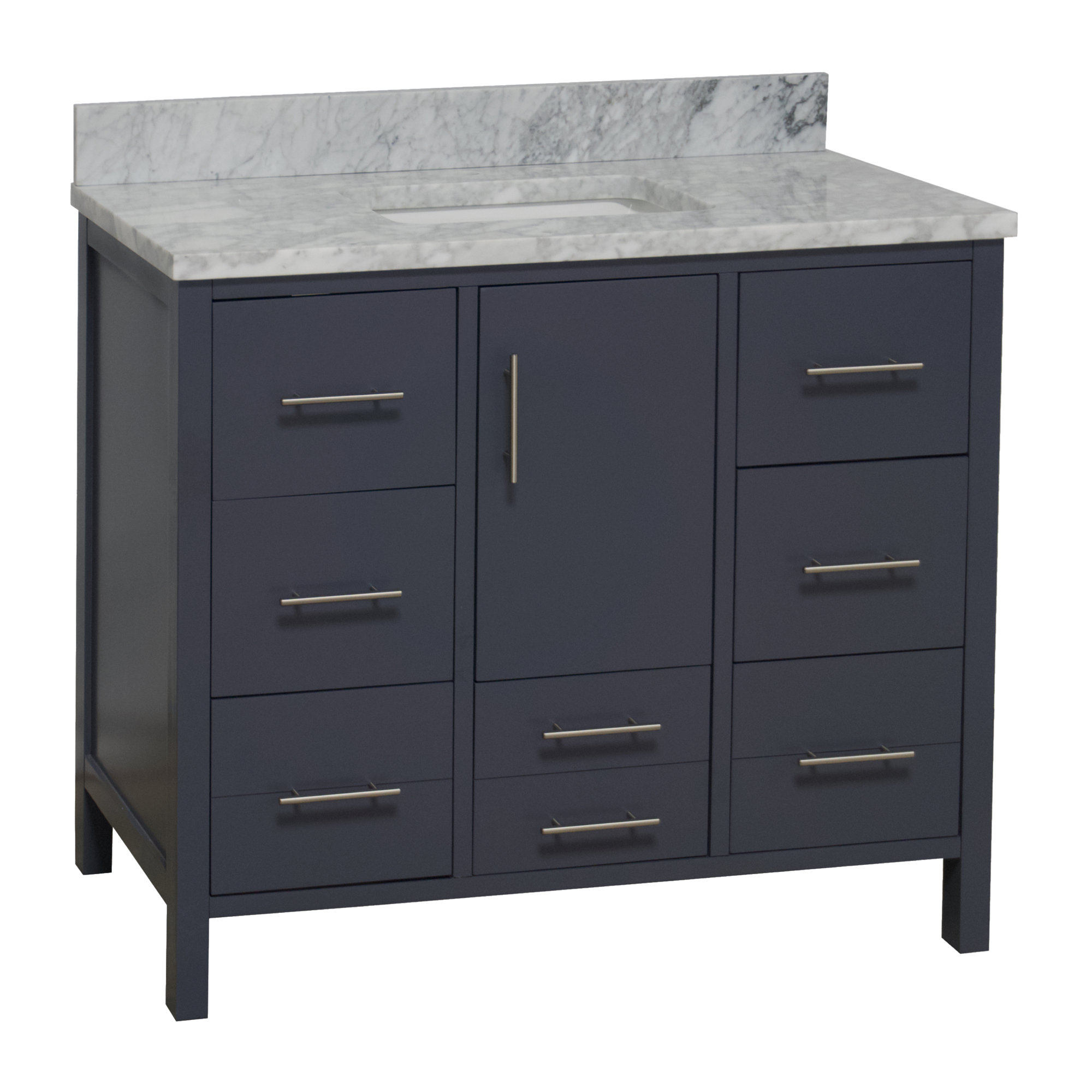 Kiara 42'' Single Bathroom Vanity, Charcoal Gray, Carrara Marble