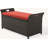 Patio Wicker Storage Bench Outdoor Rattan Deck Storage Box With Red Cushion