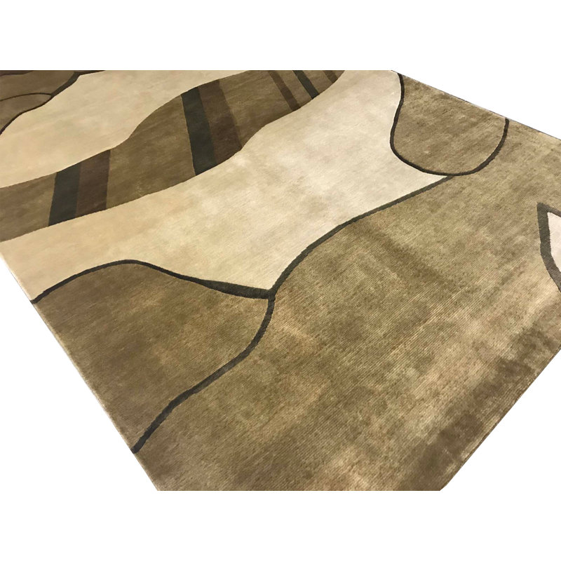 Himalayan Wool Abstract Area Rug in Beige