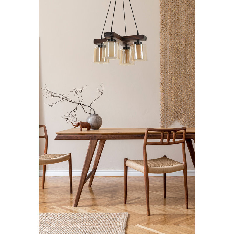 Luminaire suspendu cylindrique en grappe 4 lumières Mattias, Brun