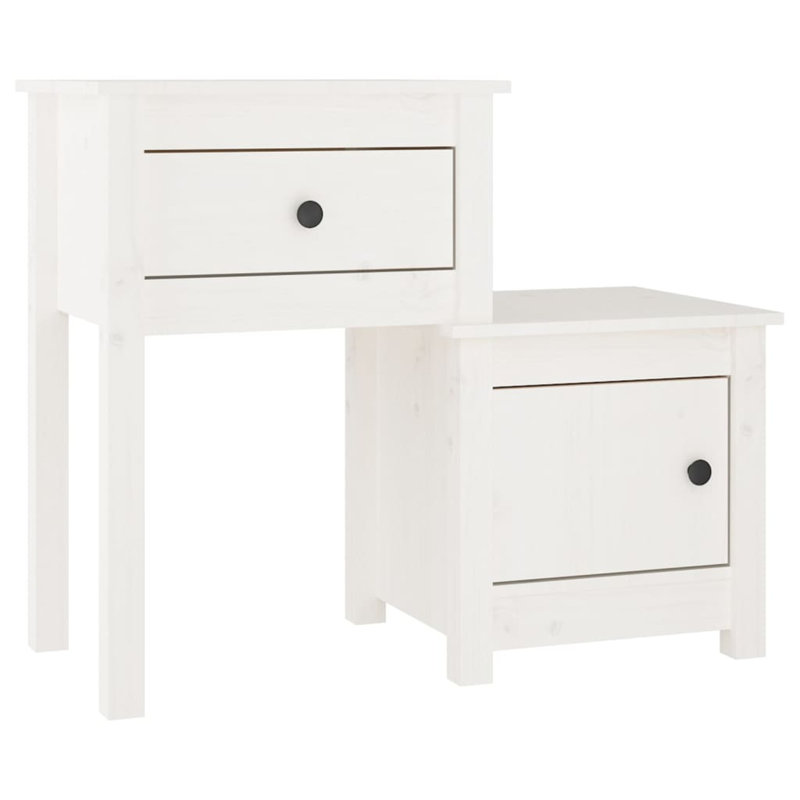 Bedside Cabinet 79,5x38x65,5 cm Solid Wood Pine, White, Individual