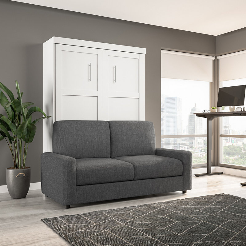Lit Arlex, Double, Blanc / Gris