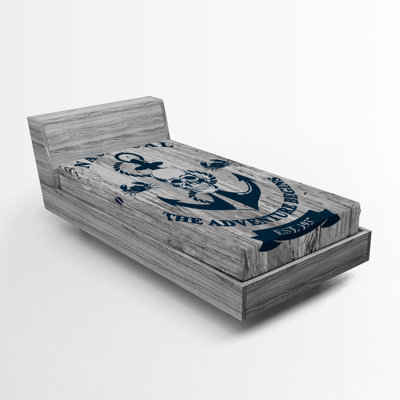 Ambesonne Nautical Fitted Sheet 2-Pack Anchor Skull Sea Beige Navy Blue