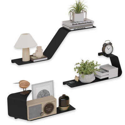 Eliyah Metal Floating Shelf, Wall Mounted Metal Shelves with Unique Design