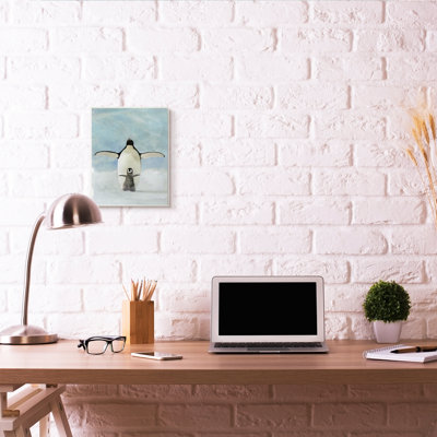 « pingouin family blue aquarelle animal » par magnifique design studio, reproduction d’art