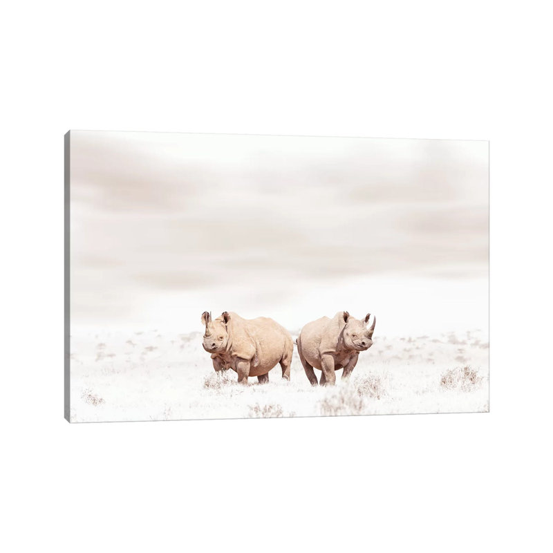 «White Rhino Duo» par Klaus Tiedge, impression sur toile tendue, H 8 po x l 12 po x P 0,75 po