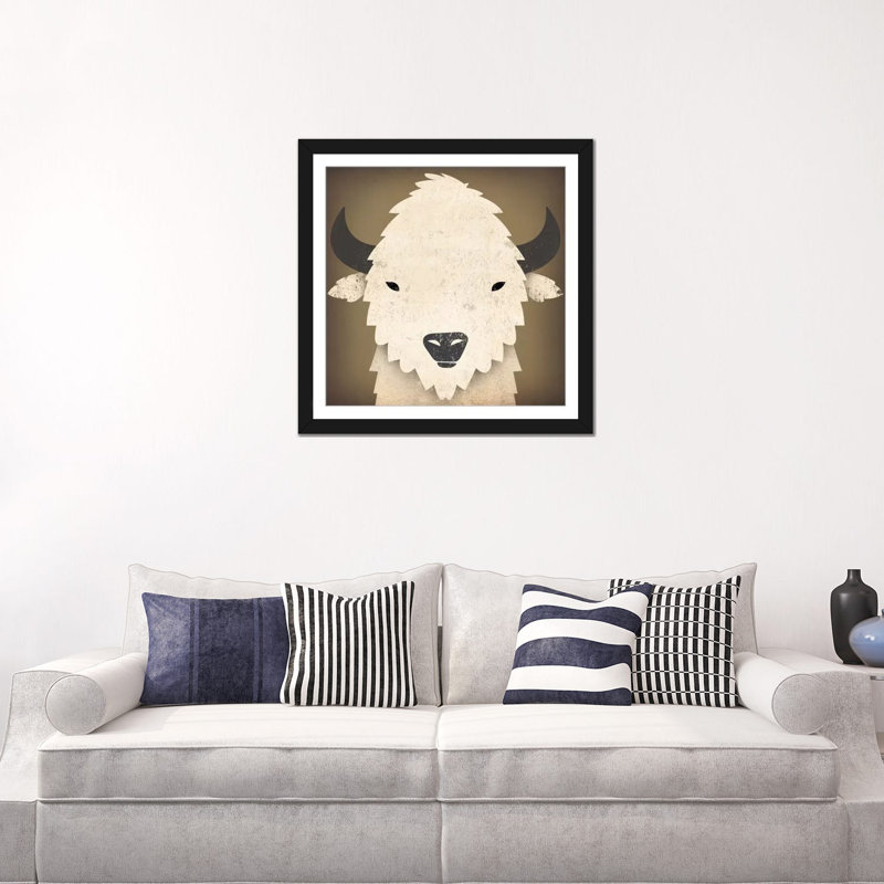 Art encadré Penarth Buffalo, Papier d'art encadré noir, H 24 po x l 24 po x P 1 po