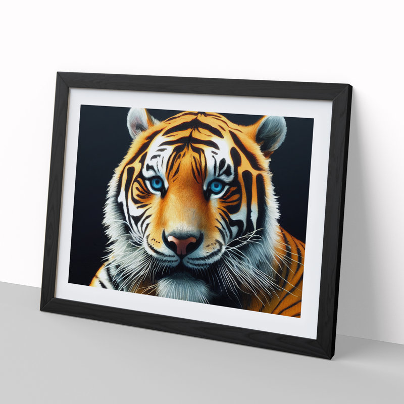 XH1022-995X A Tiger Portrait Vol.2 1 Piece Single Picture Frame Wall Art, 46cm H x 64cm W x 2cm D, Black