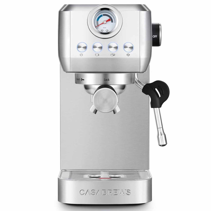 CASABREWS 3700G Espresso Machine 20 Bar With Milk Frother Perfect For Latte And Cappuccino, A-Silver