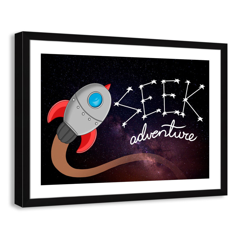 Seek Adventure 1, impression sur papier, H 24,5 po x l 34,5 po x P 0,6 po, Encadré plat noir