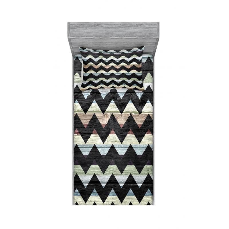 Chevron Microfiber Chevron Sheet Set, Twin Sheet Set + Fitted Sheet + 1 Pillowcase