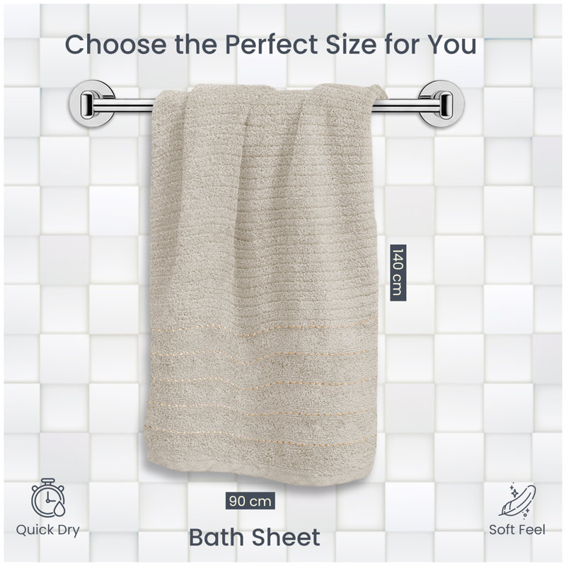 6 Pack Hotel Quality Cotton Towel Set | Soft, Thick, Absorbent Family Towels Pack with 2 Bath, 2 Hand, 2 Washcloths, Natural