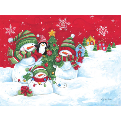 «Decorating The Snowmen Family Christmas Tree on Canvas» par Diane Kater, reproduction