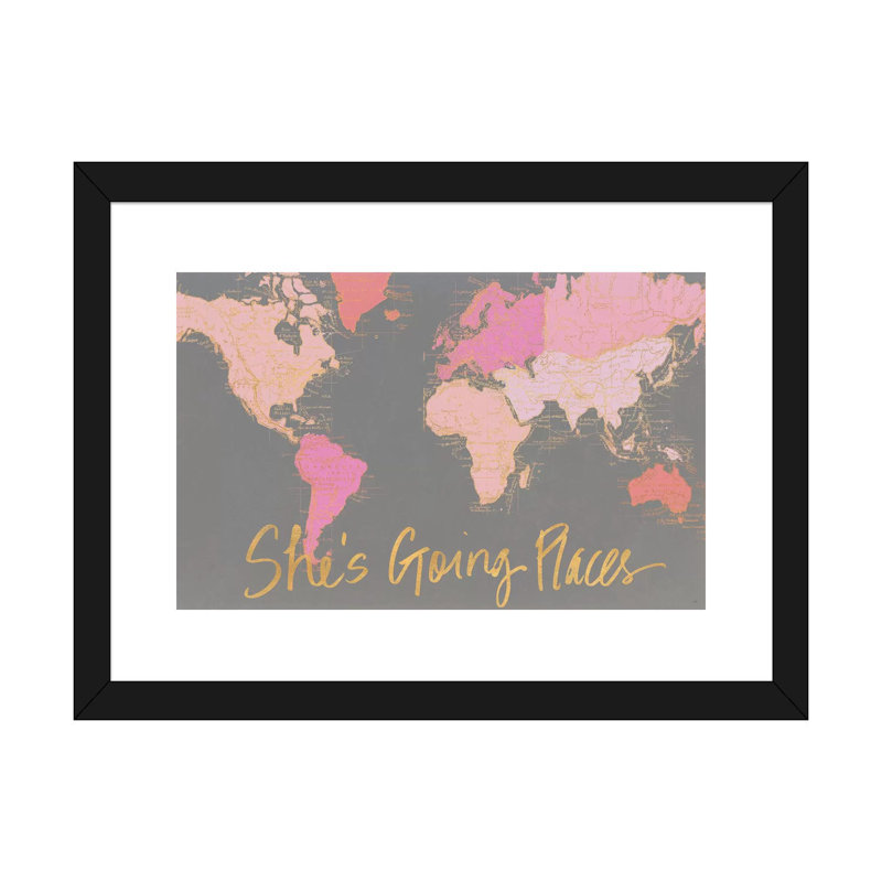 Impression d’art graphique, "it’s going places" par Elizabeth Medley, H 16 po x l 24 po x P 1 po, Papier encadré noir, Blanc