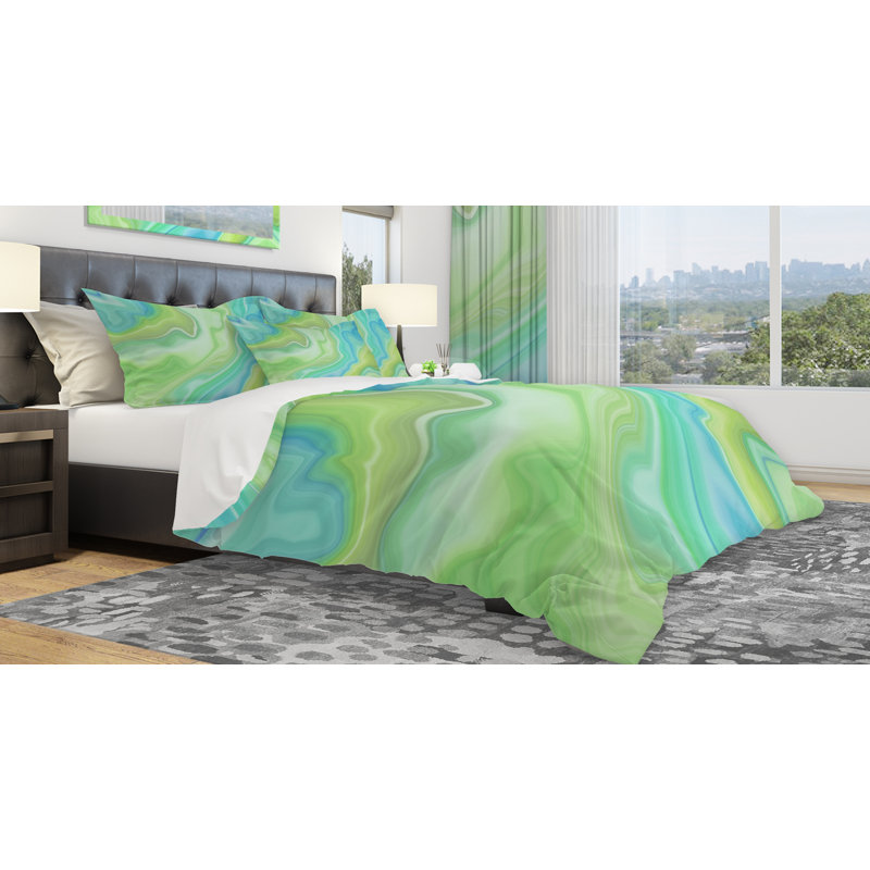 Ensemble de housse de couette marbré designart, Housse simple + 1 taie décorative