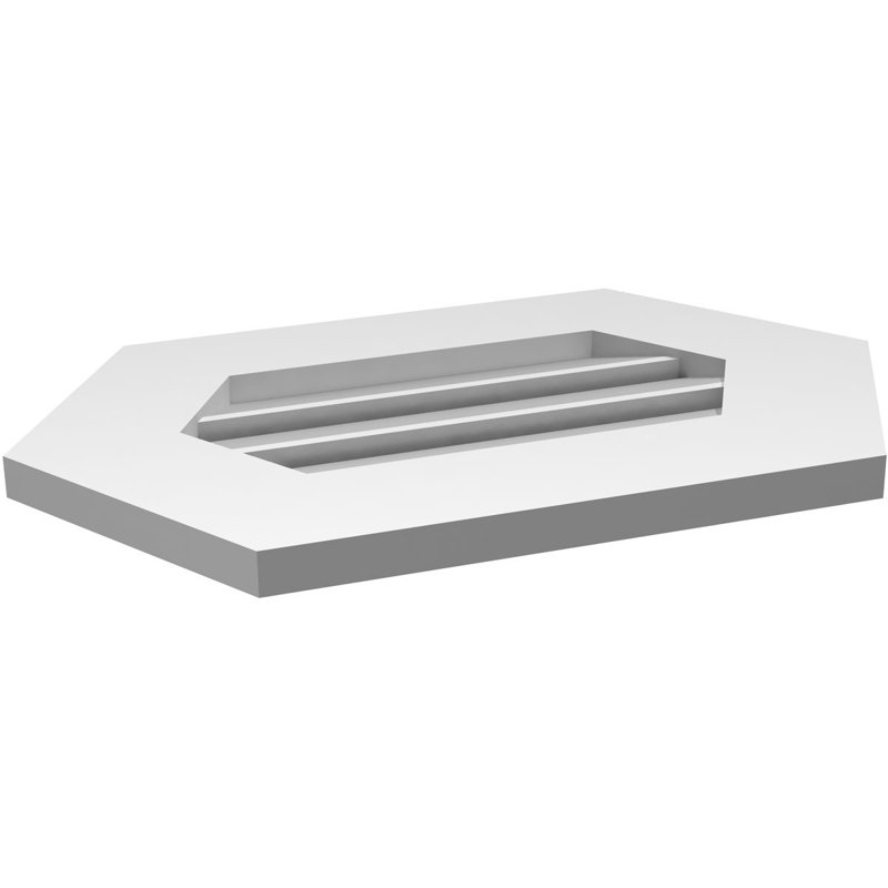 Évent horizontal fonctionnel à pignon en uréthane à surface horizontale Signature, 14" H x 22" W x 1" D