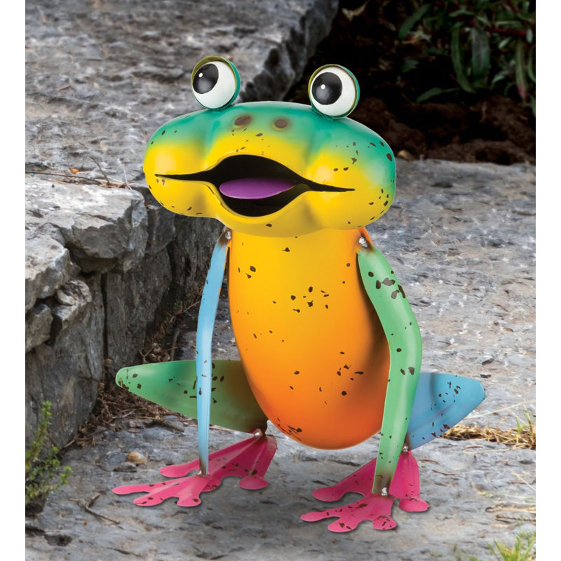 Vibrant Multicolor Metal Garden Frog Decor