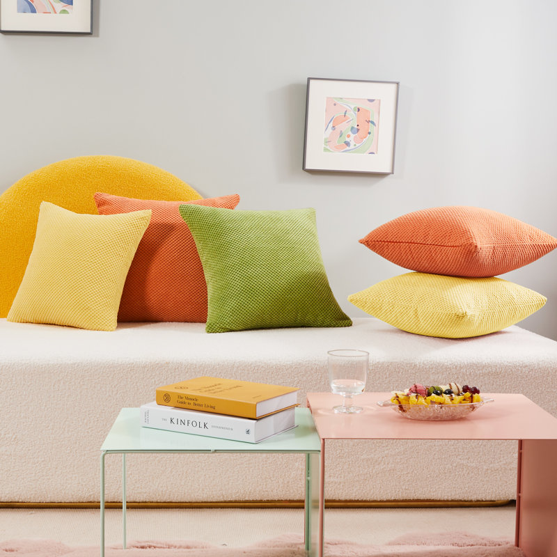 Deconovo Solid Throw Pillow Covers, Orange, 18" H x 18" W