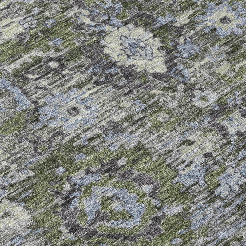 Tapis traditionnel lavable à la machine intérieur / extérieur ACN2430, Olive, 2 pi 6 po x 3 pi 10 po