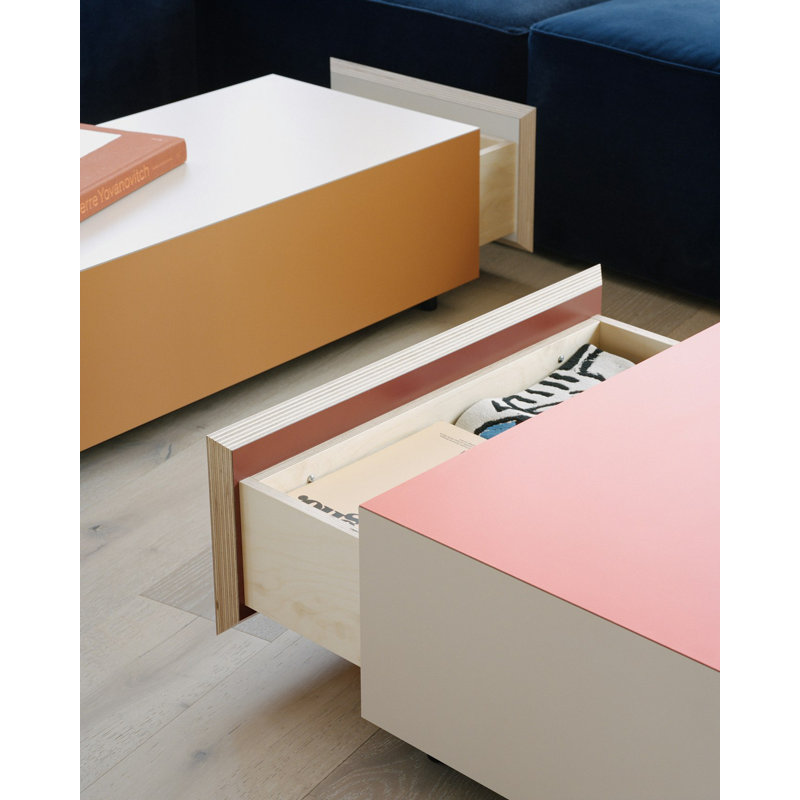 Bloc Coffee Table, Clay/White, Bright Red, 11" H  x 33" L x 33" W