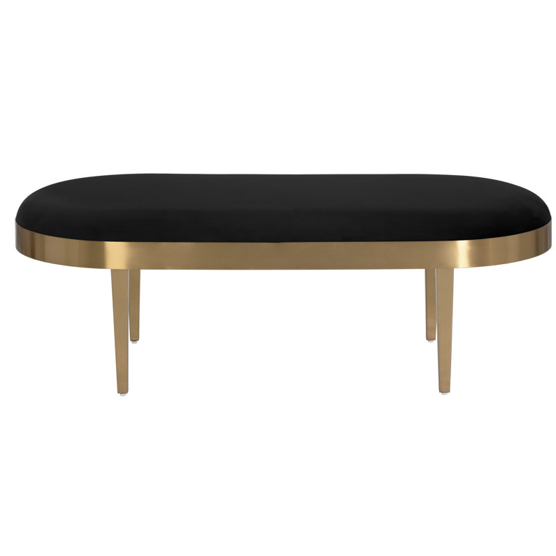 Banc rembourré en velours, Noir