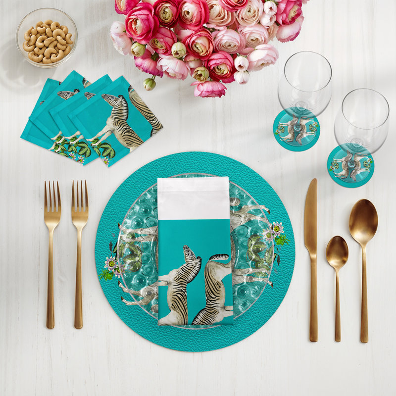 Zebra Seeing Double Placemat, Teal
