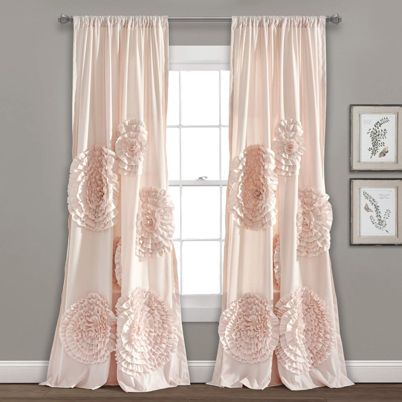 Rideau simple obscurcissant à motif floral Lush Decor Serena, Rosé, L 54 po x L 84 po