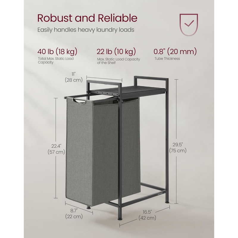 MDF, Steel, Oxford Fabric Laundry Cart, Grey
