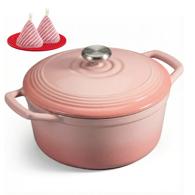 Overmont Enameled Cast Iron Dutch Oven, Heavy-Duty Casserole with Lid & Dual Handles, Perfect for Braising, Stews, Roasting and Bread Baking