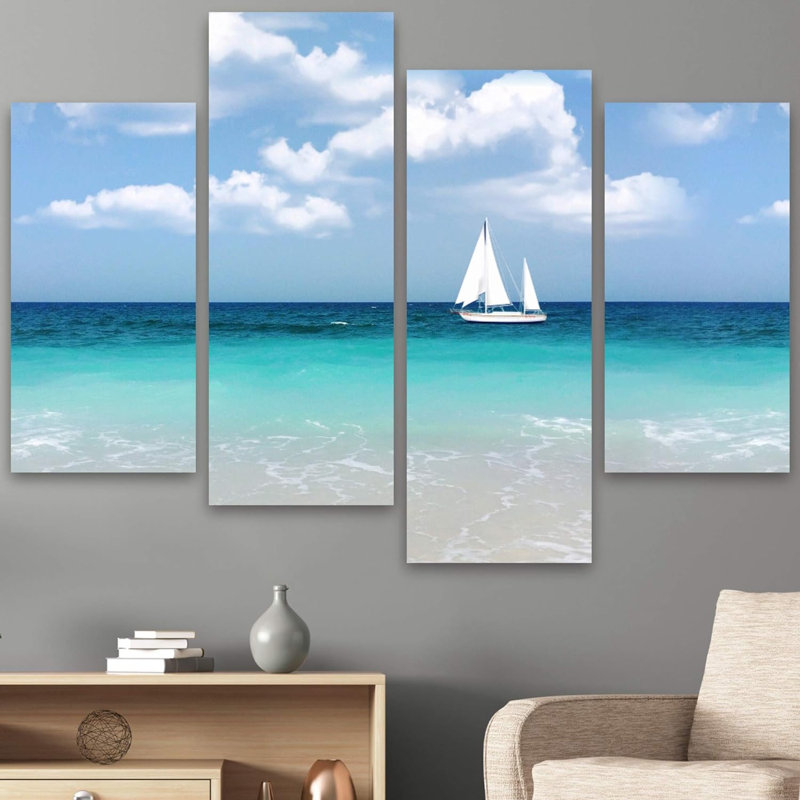 Ensemble de 4 toiles tendues bord de mer