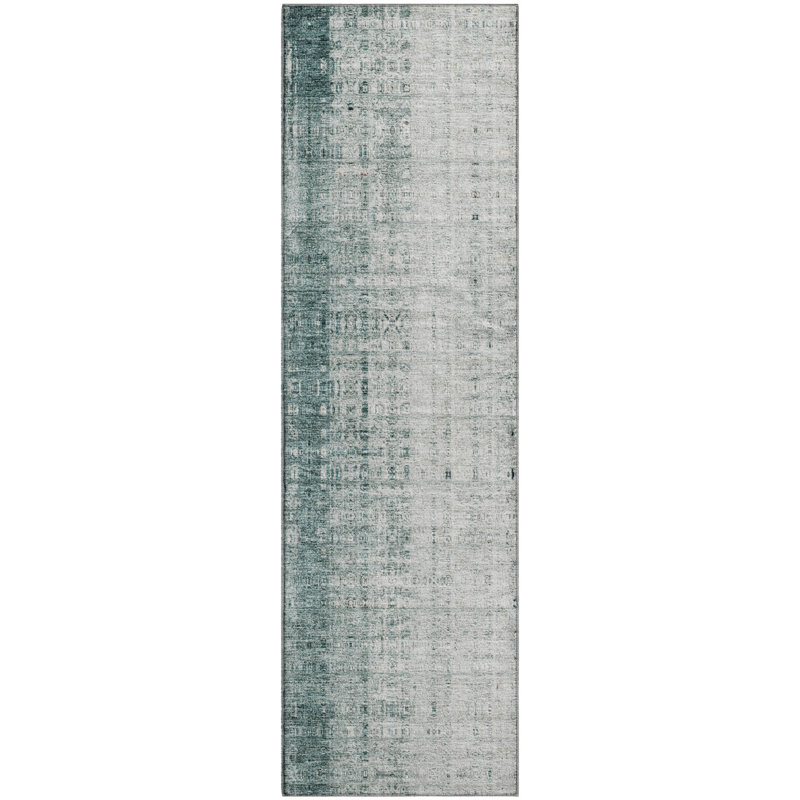 Premium Machine Washable Mayfield AMF2240 Striped Rug, 2'3" x 7'6" Runner, Teal