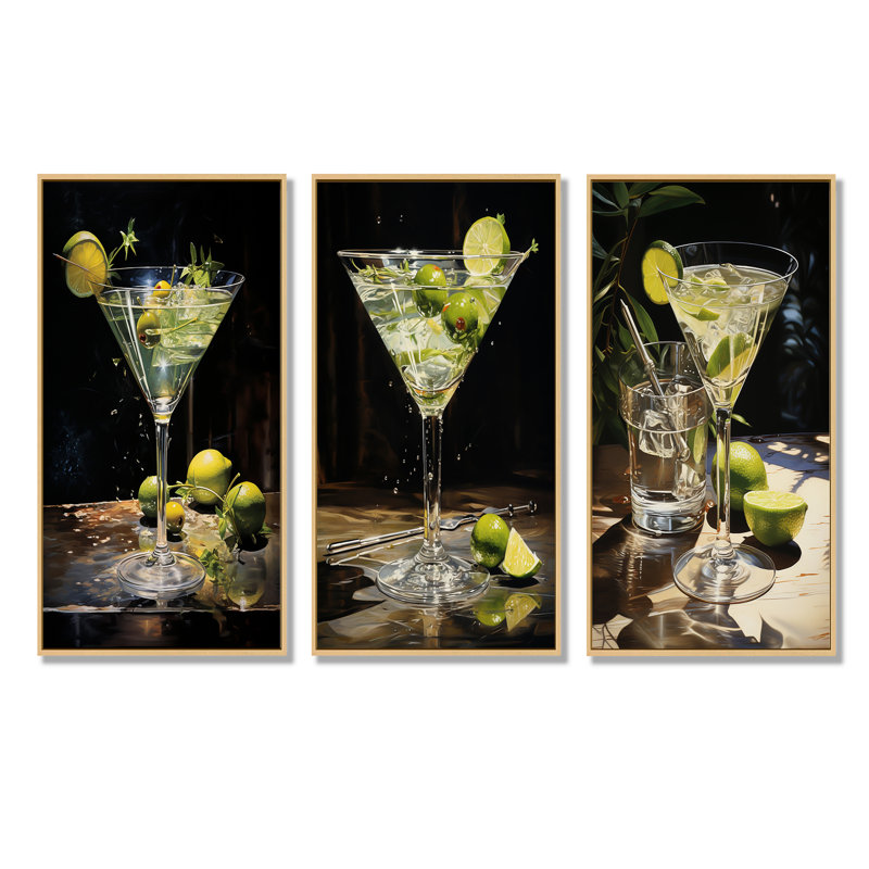 Dirty Martini Mirage Cocktail, Cadre flottant brun, H 28 po x l 36 po