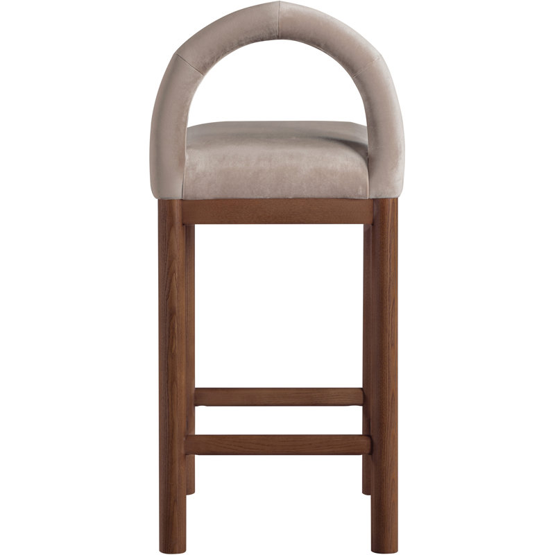 Conrad Letcher Velvet Counter Stool, Taupe Velvet Seat/Brown Frame
