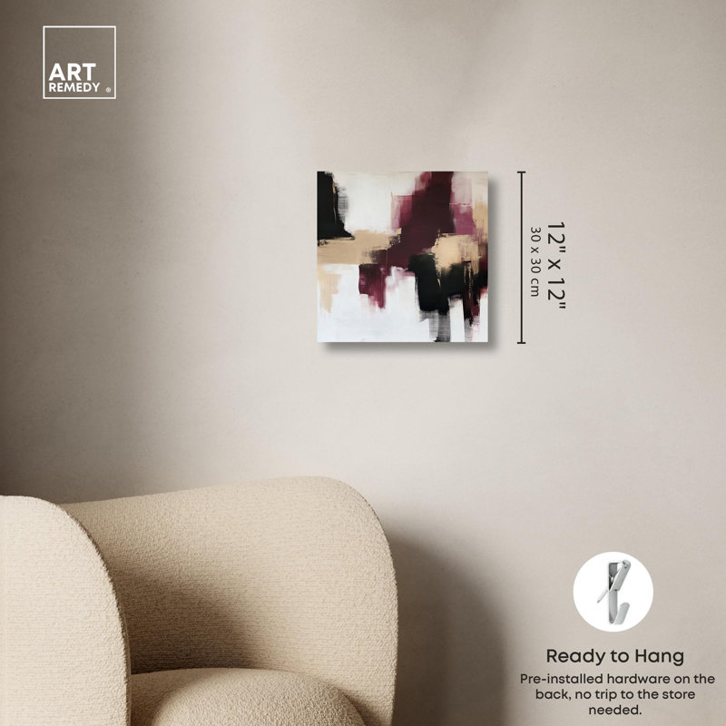 Art Remedy abstrait avec toile dorée, Toile tendue, H 12 po x l 12 po