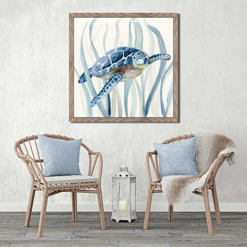 "Turtle In Seagrass I" par Nan, reproduction sur acrylique, H 25,5 po x l 25,5 po x P 1 po