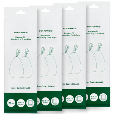 Trash Bags, Compatible With Trash Can 18 Gallon, 80 Count Drawstring Kitchen Garbage Bags, 25.8 X 37.4 Inches, 4 Rolls