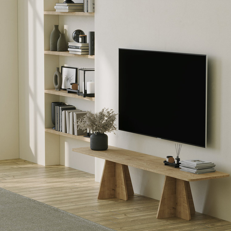 Modern TV Stand in Sapphire Oak, 70.9 x 15.7 x 15.7 inches | 100% Melamine Coated Particle Board, Thickness: 0.7 inches | Stylish Rustic Design, Perfect for Living Room & Entertainment Spaces, Durable & Elegant