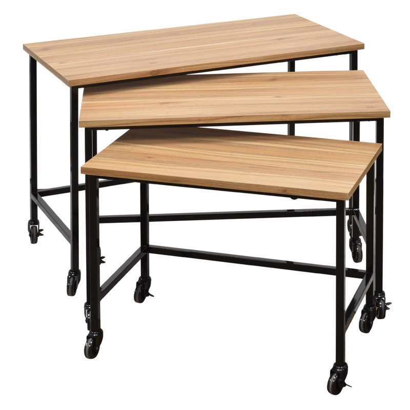 34,5 "H x 48" l - Ensemble de tables gigognes noires et en bois d'olivier | Collection Urban