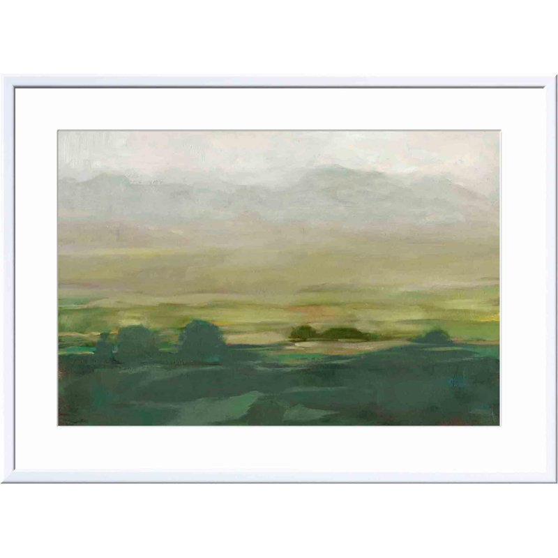 «Misty Valley I» par Ethan Harper - peinture encadrée, Blanc, H 12 po x l 12 po