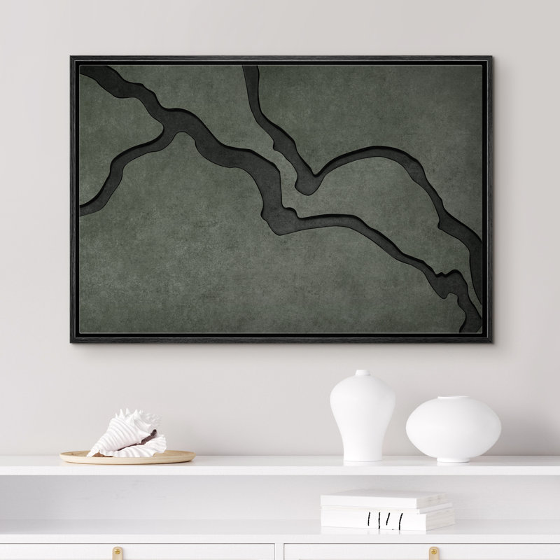 Impression sur toile Moody Green Abstract Lines Minimalist, Noir, noir, noir, noir, H 24 po x l 36 po