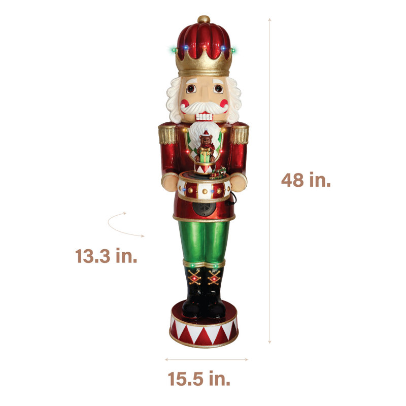 Fraser Hill Farm 4-Ft. Metallic Nutcracker Statue with LED Lights and Music