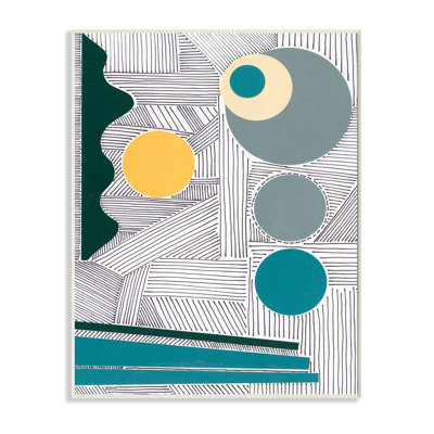 Geometric And Line Abstraction Modern Circular Shapes - Graphic Art on Canvas
