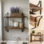 Abelard Rustic Industrial Wooden Floating Shelf Wall Mounted 2 Tier Storage Shelves Display Rack