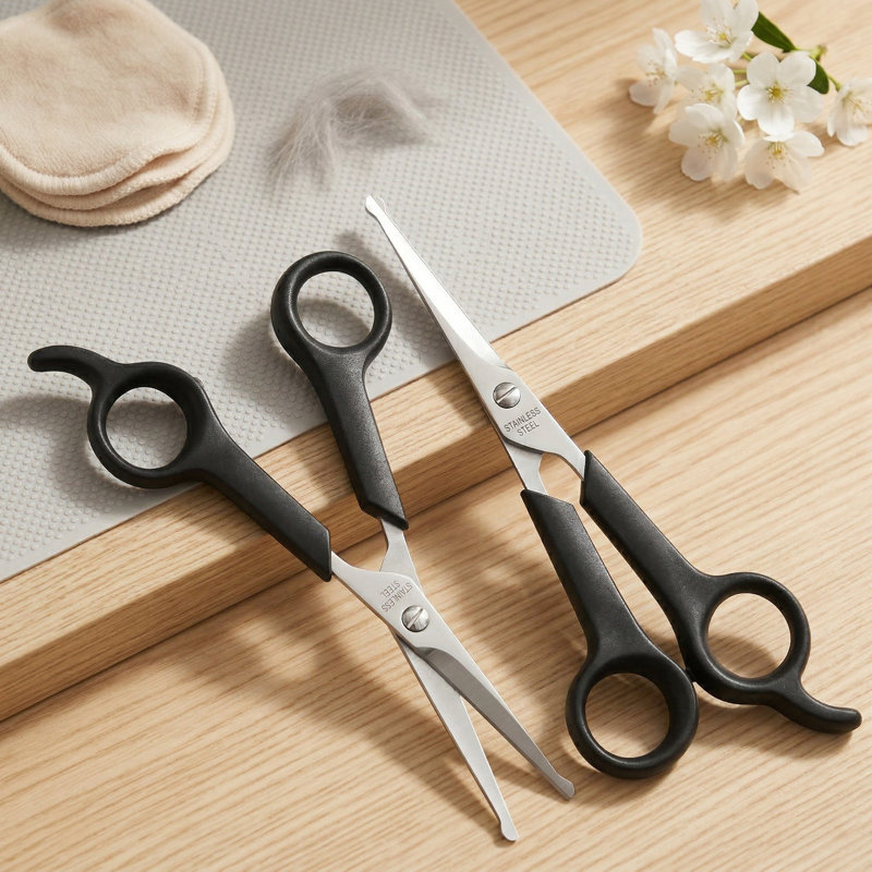 Pet Grooming Scissors Set For Body & Facial Trimming, Durable Stainless Steel Rounded Tips, Lightweight Shears For Dogs & Cats, All Hair Types