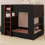 Structure de lit superposé en bois robuste avec bureau, tablettes de rangement, lumières DEL et station de charge